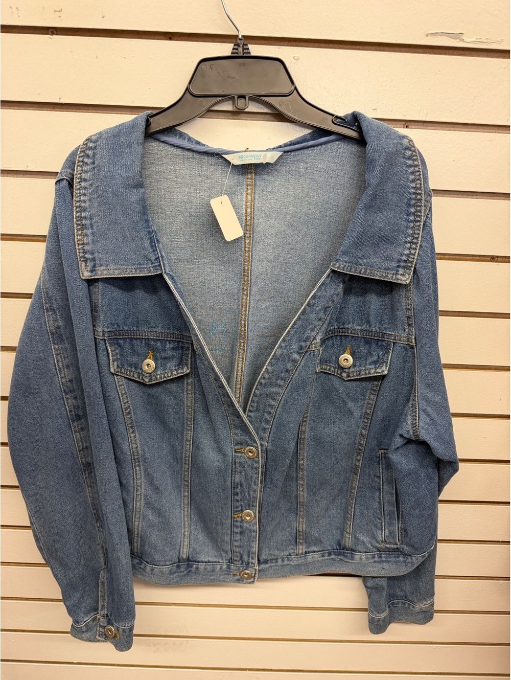 Highway Jeans Women’s 3X Oversized Denim Jacket Wide Collar Button Front